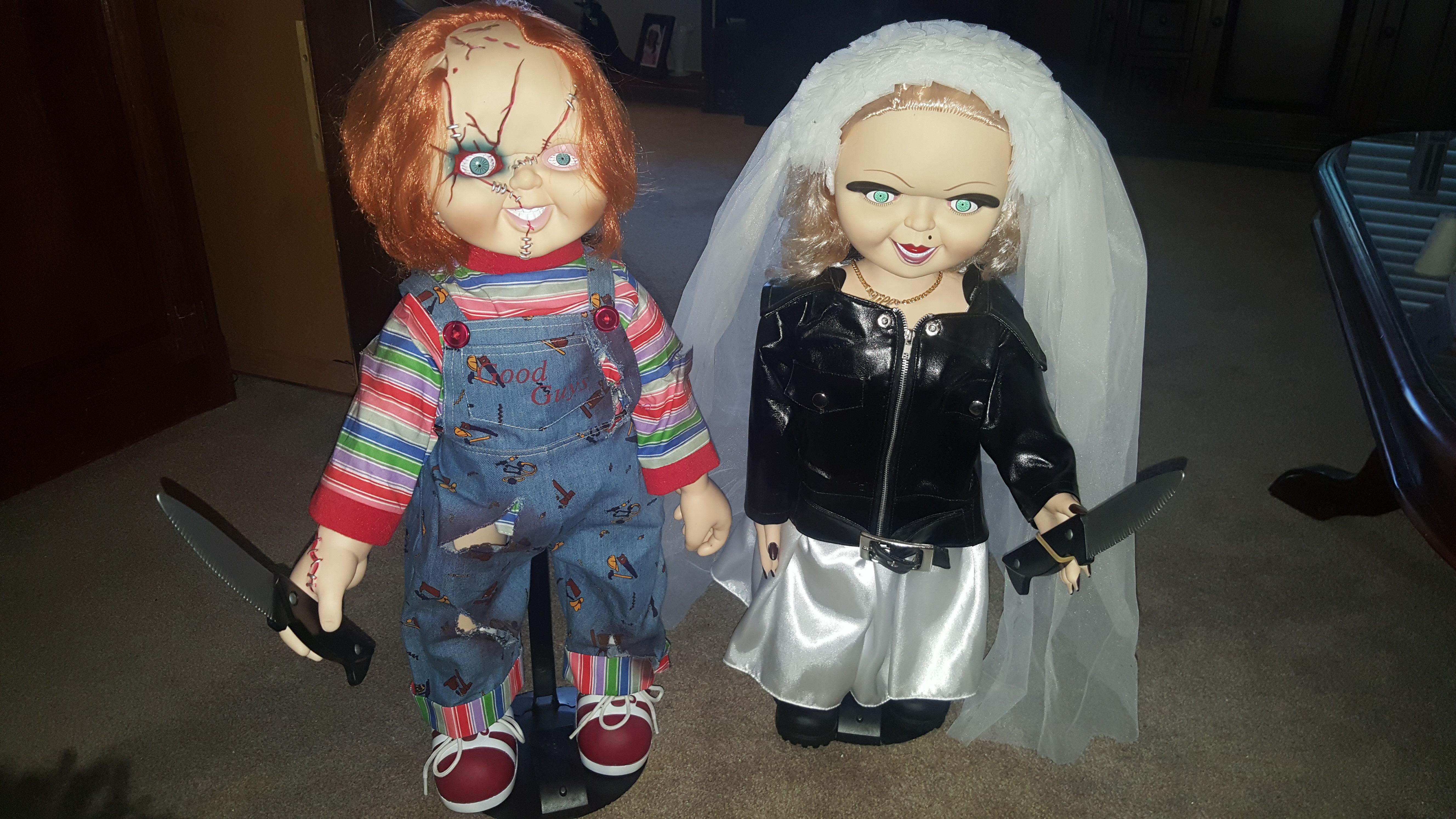 Seed of Chucky Dolls Tiff & Chicky with talking stands