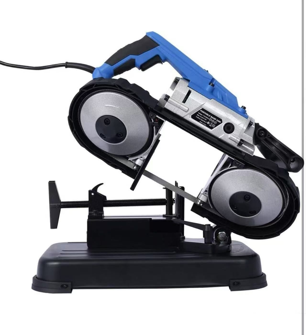 High-Performance Portable Band Saw, 5-inch Depth Cut, with Removable Alloy Steel Base and LED Spotlight, 45°-90° Metal Cutting, 10A Motor Deep Cut Ban