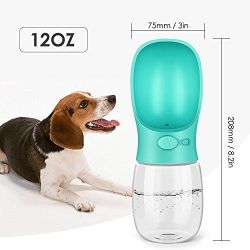 Dog Water Bottle Portable – Leak Proof and Lightweight Water Bottle for Dogs – Dog Travel Water Bottle with Bowl – Dog Walking Accessories (12OZ, Blue