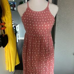 Floral Peach Color Dress With White Flowers