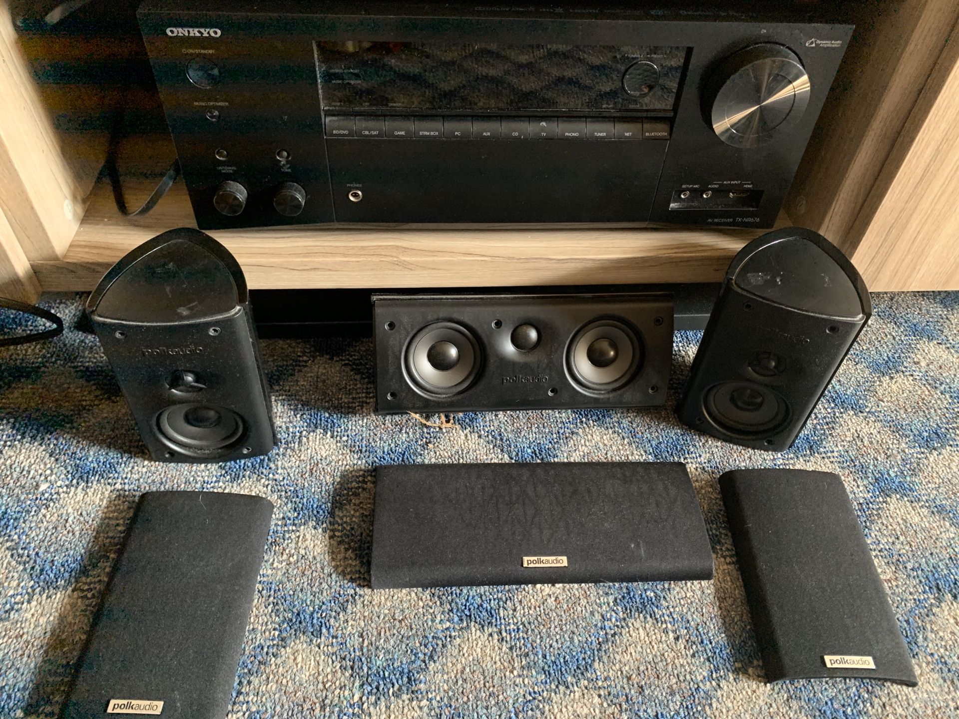 5.1 Polk audio surround sound with onkyo receiver and Yamaha subwoofer