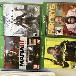 Cyberpunk, Mafia 3 Goty, Valhalla, Far cry 6 Xbox One