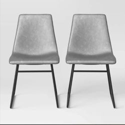 Light Gray Leather-Dining Cha.irs- "Bowden" (Brand New) by THRESHOLD. (set of 2)