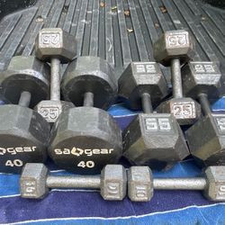 SET  OF  DUMBBELLS  (PAIRS OF)  :  10s  25s  40s  55s 