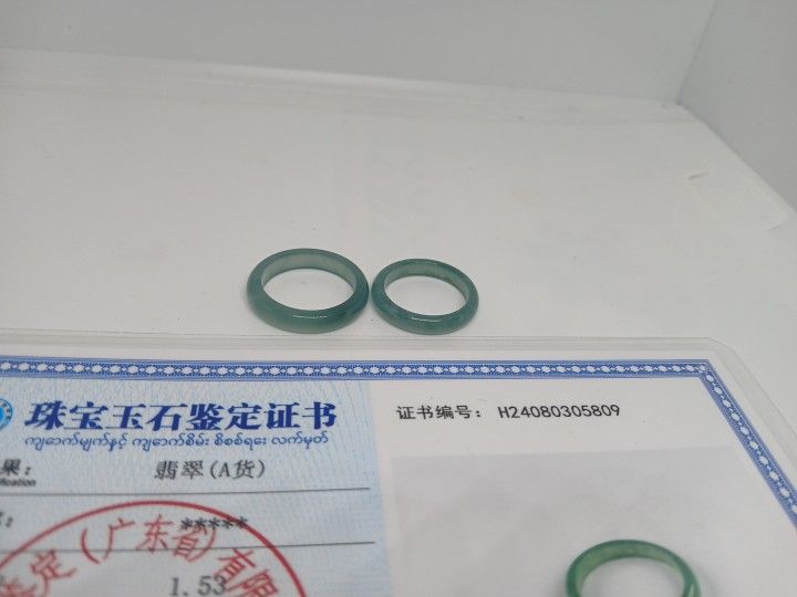 Lot 2rings Size 5,6 US Width 3.6mm Blue Icy Natural JADE JADEIST GUATELA JADE BAND RINGS LOT