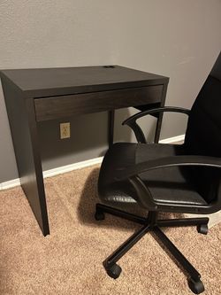 small black office desk and chair