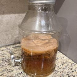 Kombucha in a glass jar with a lid