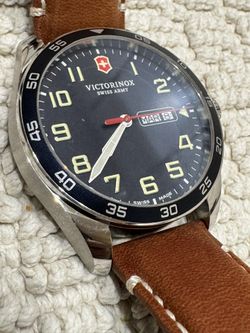 Victorinox FieldForce Watch 241848 Blue Dial Brown Leather Strap Sapphire Glass