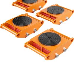 GarveeTech 4PCS Machinery Skates, 17637 LBS/8 T Machinery Dolly, Heavy Duty Machine Moving Skates with 360° Rotation Disc and 4 PU Wheels for Moving E