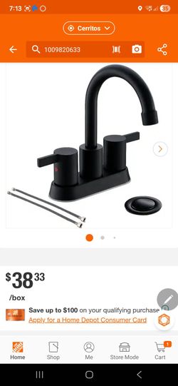 Phiestina 4 Inch 2 Handle Centerset Matte Black Lead-Free Modern Bathroom Faucet with Pop Up Drain and Water Supply Lines