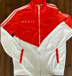 Men's Athletic Jacket, Orange/White, Size M. NEW