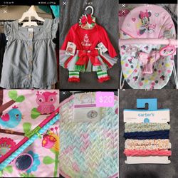 Outfits, Matts, Cups, Headbands, Bouncer. Baby Girl Bundle