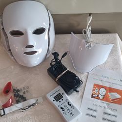 LED Photon Face Neck Mask 7 Color Light Facial Mask Therapy Skin Rejuvenation