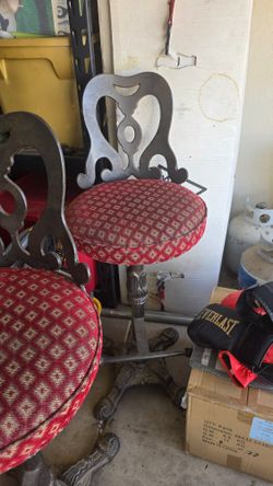 Heavy Wrought Iron High Top Bar Swivel Stools
