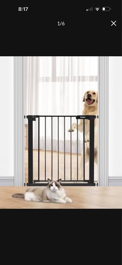 Newnice Narrow Baby Gate 29.7-32.3 Inch, Easy Install Self Closing Baby Gate, Fit for Stairs and Small Doorways, Pressure Mounted Gate with Doorway, N