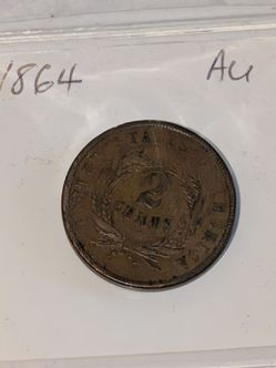 1864 United States Two-Cent Coin 2c (Large Motto)