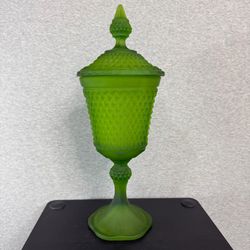 Indiana Glass Company apothecary jar Diamond Point