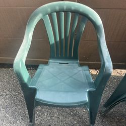 Green Plastic Out Door Chairs - Set Of 4