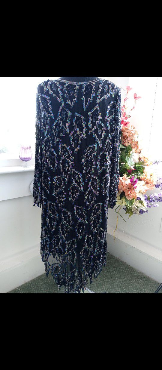Sequins Dress Black Or Sequin Fabric Pure Silk