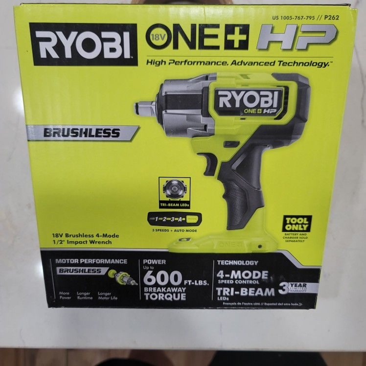RYOBI ONE+ HP 18V Brushless Cordless 4 Mode 1/2 in. Impact Wrench (Tool Only)