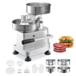 126#Commercial Burger Patty Maker, Hamburger Beef Patty Maker with 3 Convertible Mold(4/5/6-inch), Heavy Duty Stainless Steel Burger Press Machine, Me