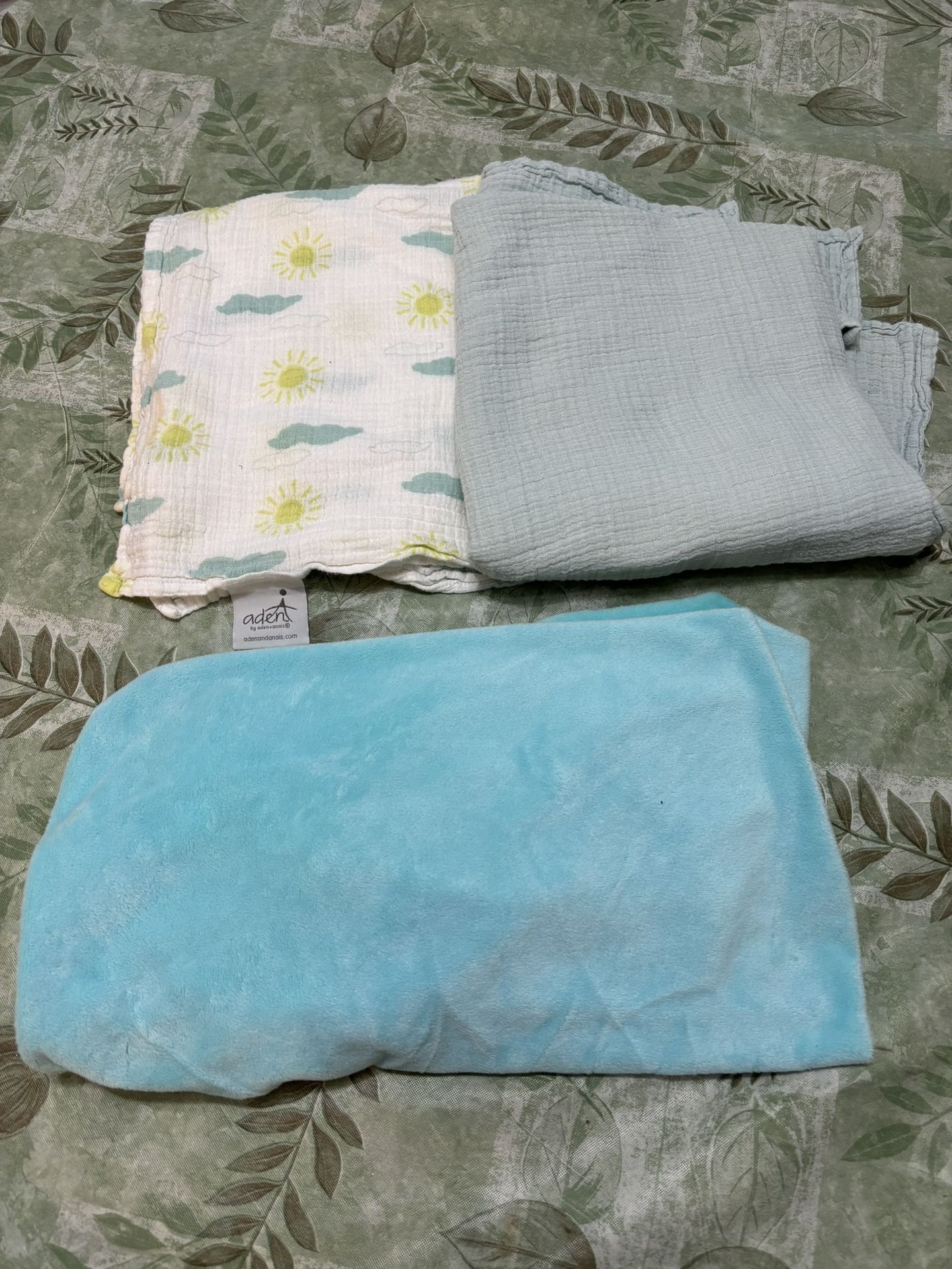 Two Aden Muslin Blankets And One Changing Table Mattress Cover