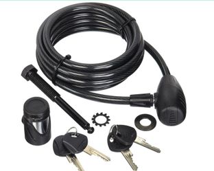 Hollywood Racks Locking Threaded Hitch Pin Bolt With Security Cable Lock Black, 1/2-13 TPI