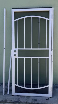 Security Door  36 in. x 80 in. Universal/Reversible Arcada White Surface Mount Outswing Steel Security Door