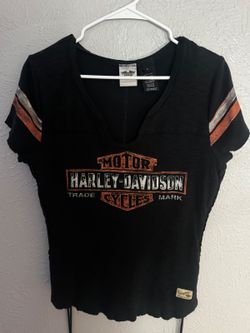 Harley-Davidson Genuine MotorClothes Women's V-Neck Graphic Tee Black - Size L