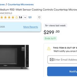     Countertop Microwave - Whirlpool 1.1-cu ft Medium 900 -Watt Sensor Cooking Controls