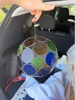 Vintage Moroccan Multi-Color Glass Orb Lantern Moorish Style