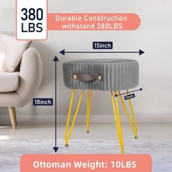 Small Curved Foot Stool with Handle, Velvet