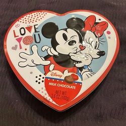 DISNEY MICKEY AND FRIENDS MILK CHOCOLATE HEARTS METAL TIN EMPTY