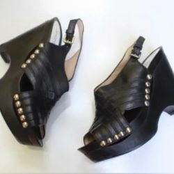 Michael Kors Leather Wedge Sandals