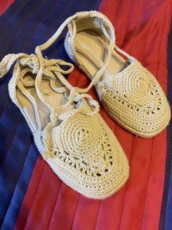 Little Girl Zara Crochet Ankle Tie Sandals Size 12.5 Huarachitos Zara Para Niña Talla 12.5