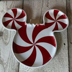 NWT - Disney Parks, Mickey Mouse Christmas - Candy Cane Serving Platter
