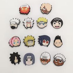 14 PCs Naruto Anime Saga Crocs Charm Shoe Decoration Kakashi Sakura Rock Lee Itachi