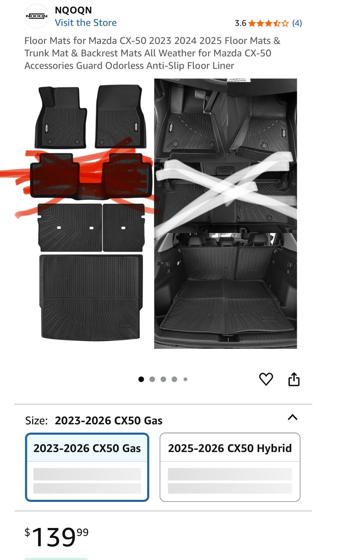 Floor Mats for Mazda CX-50 2023 2024 2025 Floor Mats & Trunk Mat & Backrest Mats All Weather
