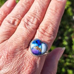 💜 Handmade | Violet Azure Dahlia Turquoise Ring 💜