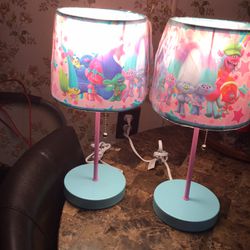 a pair of trolls lamps in new condition