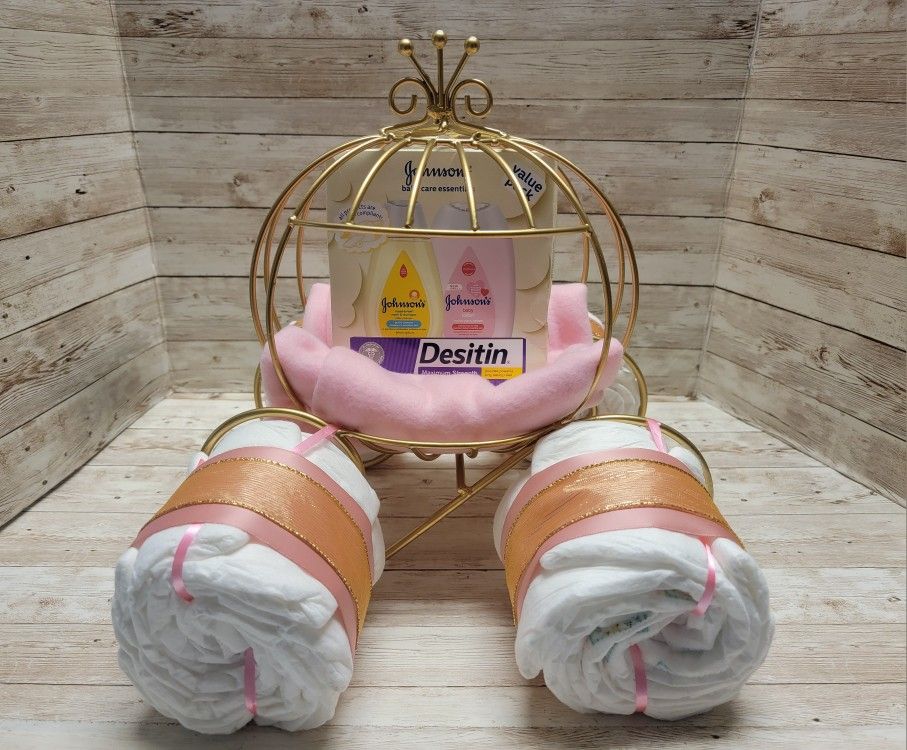 Fairytale Princess Carriage Diaper Cake | Cinderella Coach Diaper Cake
| Newborn Gift