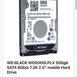 WD Black 500GB HD 