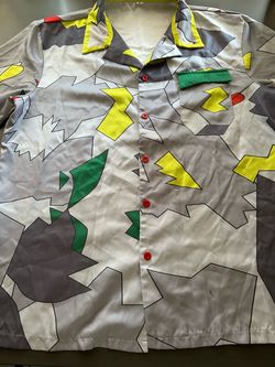 Dustin (Stranger Things) geometric button-down cosplay shirt, kids' size M