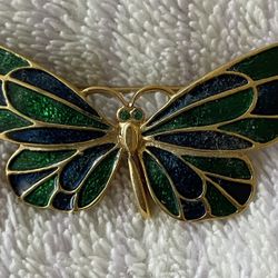 Butterfly Guilloche Brooch Pin 