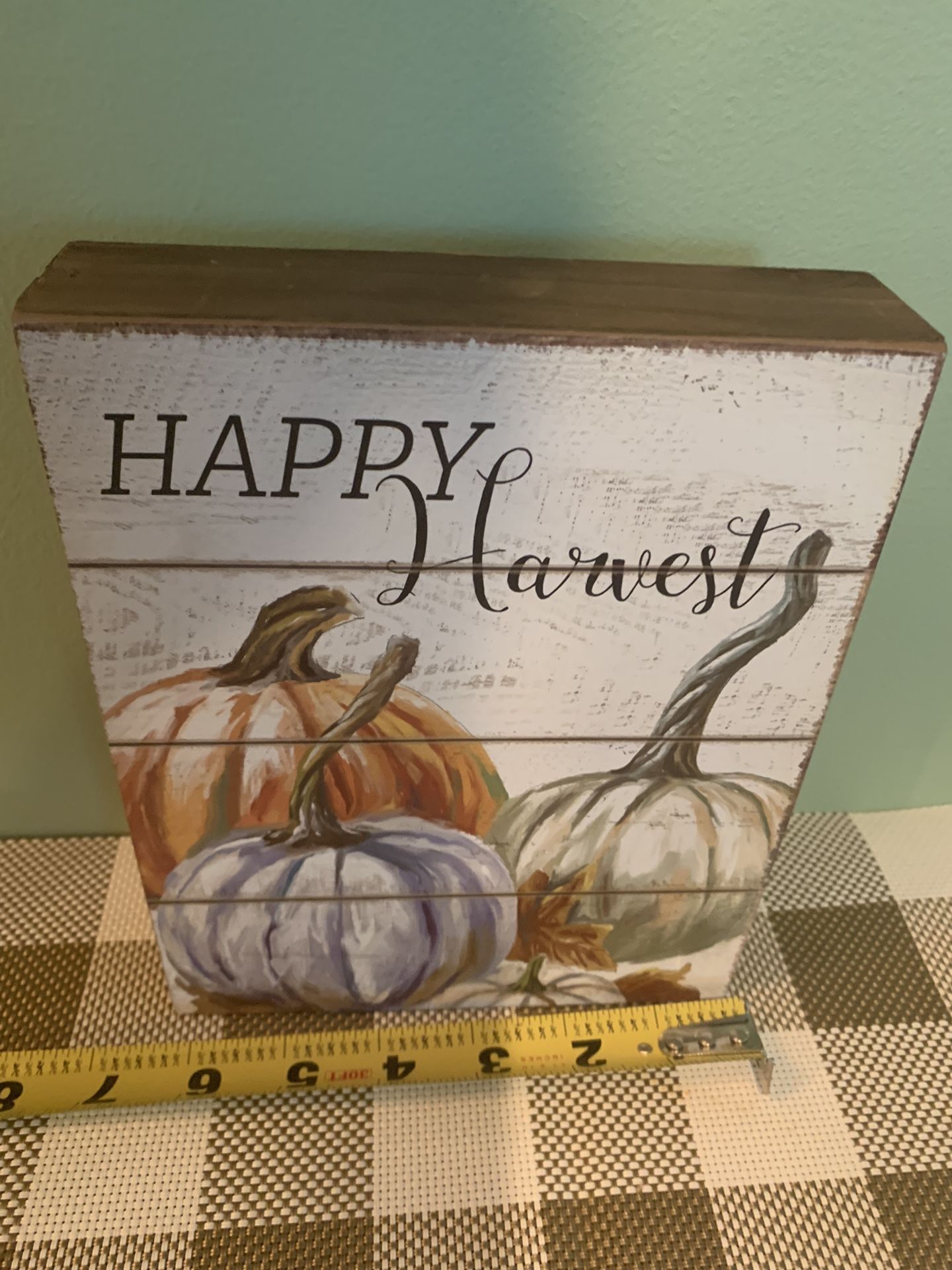8 By 6 Inch Wood Box With Open Back With Pumpkins In Various Colors In Aged Finish