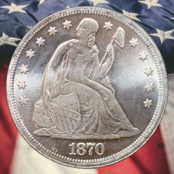 1870 Seated Liberty Dollar Silver Plated Novelty Coin - Uncirculated