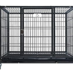 Heavy Duty Dog Crate On Wheels  With Drop Pan