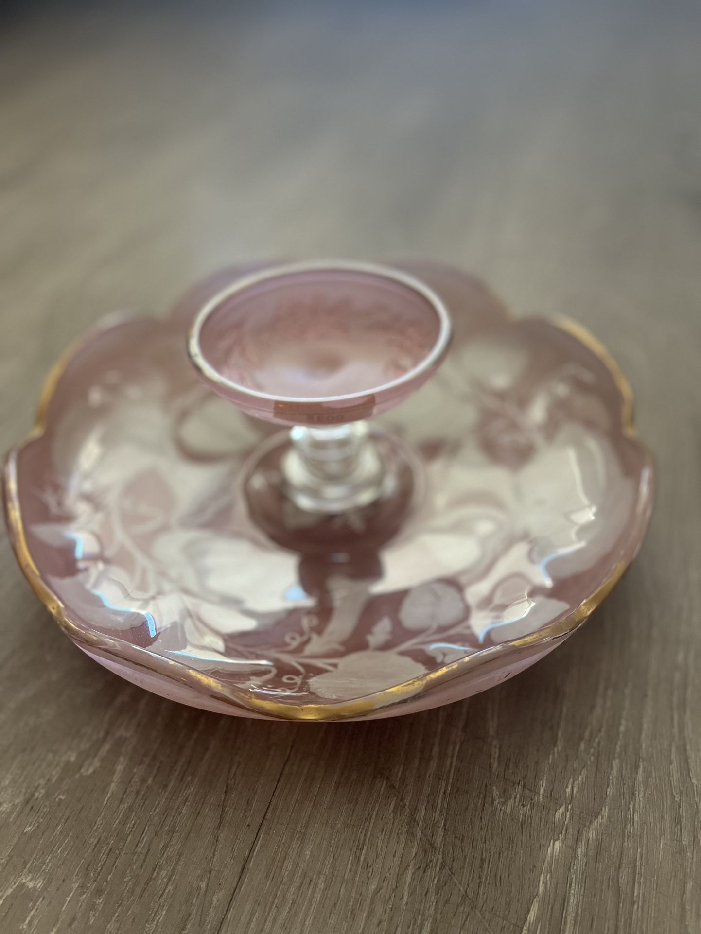 Vintage Pink Art Glass Platter