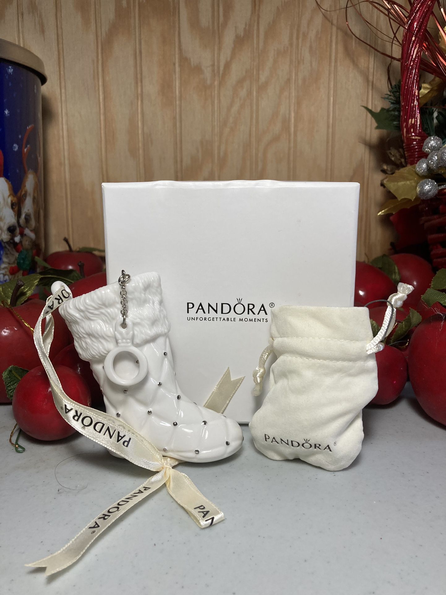 Pandora 2012 Limited Edition Christmas Stocking Boot Ornament Charm With Pouch & Original Box