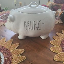 Rae Dunn " BRUNCH"  Pig Canister  ~  14 x 9  ~  
